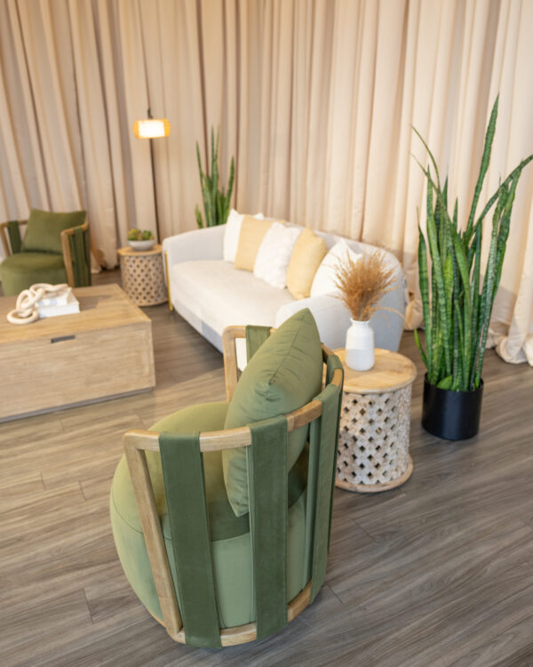 Olive_Green_Velvet_Swivel_Chair_Event_Furniture_Rentals_Jacksonville