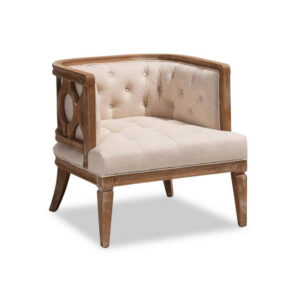 Beige_Linen_Wood_Accent_Barrel_Chair_Event_Rentals_Jacksonville