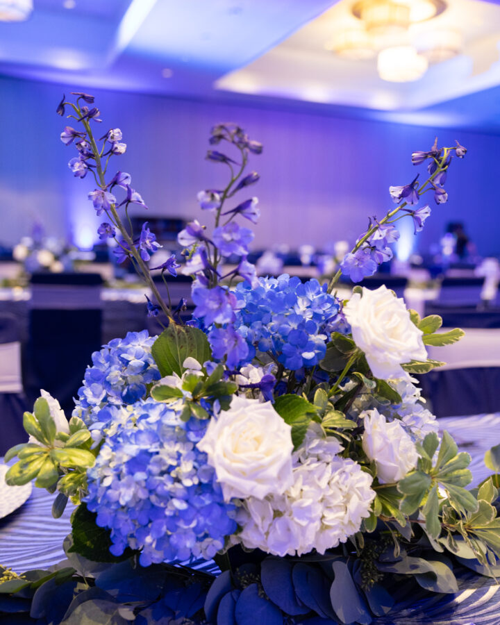 Blue_White_Floral_Centerpieces_Corporate_Event_Decor