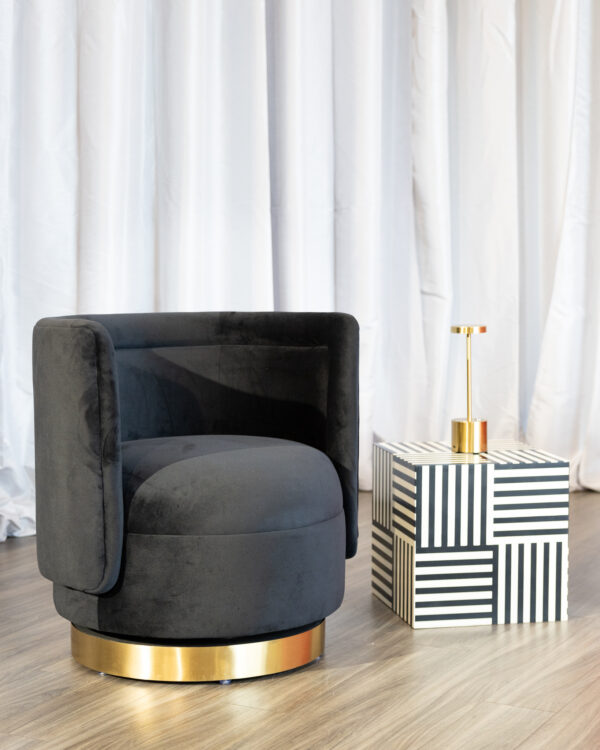 Black_Velvet_Swivel_Chair_Event_Furniture_Rentals_Jacksonville