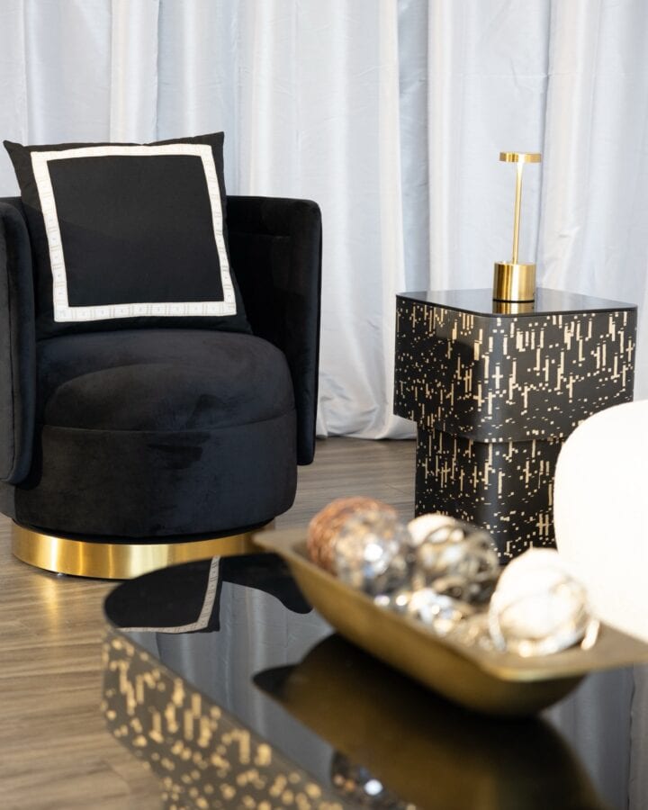 Black_Modern_Armchair_End_Table_Event_Furniture_Rentals_Jacksonville