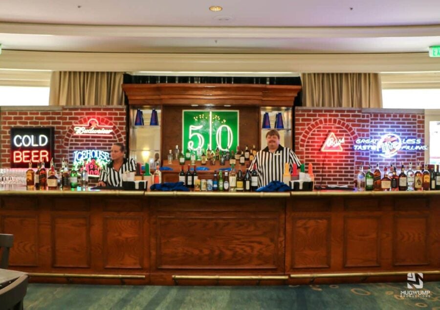Football-Themed-Event-Decor-Wooden-Bar-Setup