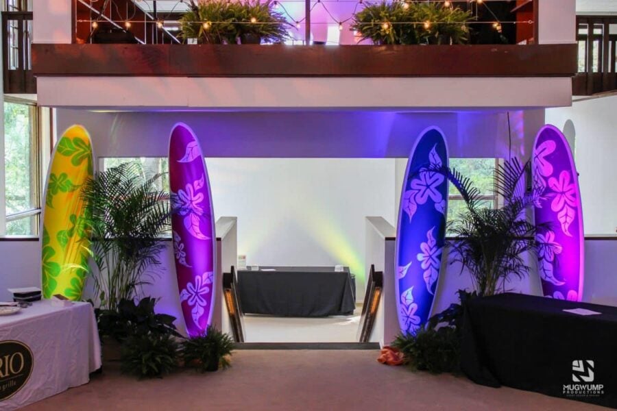 Surfboards-Lighting-Tropical-Themed-Event-Decor-Jacksonville