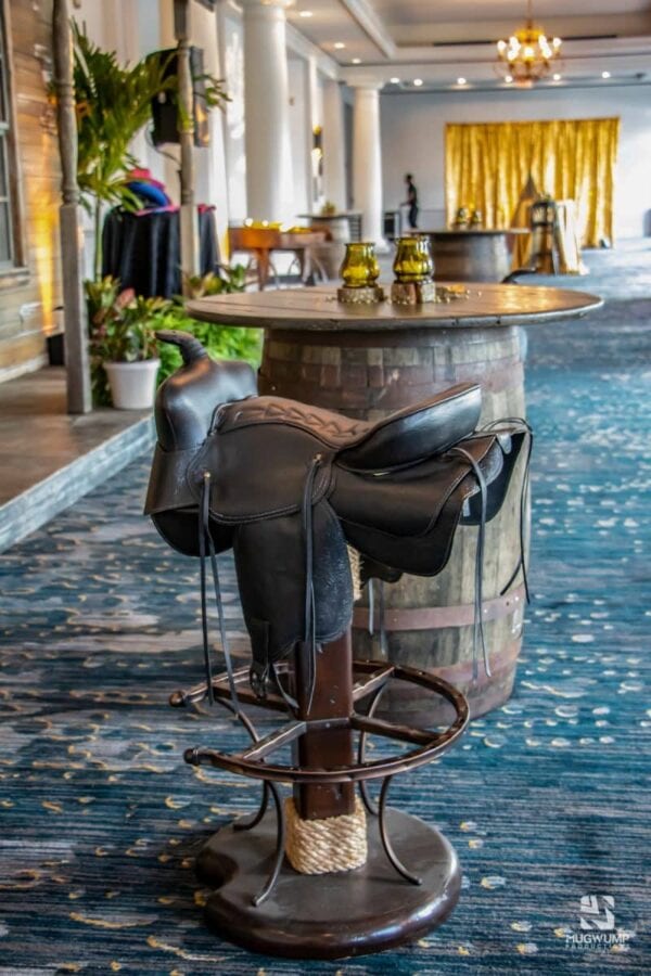 Barrel-Highboy-Woodtop-Table-Saddle-Barstools-Western-Themed-Event