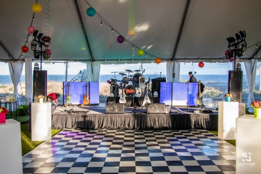 Checkered-Dance-Floor-80s-Stage-Setup
