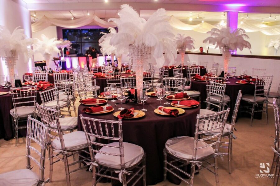 Clear-Chiavari-Chairs-Black-Gold-Red-Table-Setting