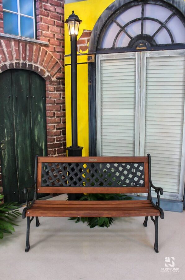 Decorative-Park-Bench-With-Light-Pole