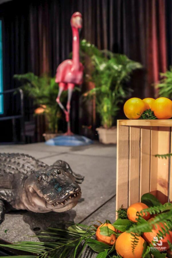 Florida-Themed-Event-Decor-Alligator-Prop-Flamingo-Prop