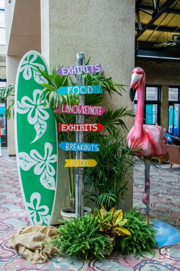 Florida-Themed-Event-Decor-Beach-Sign-Surf-Board