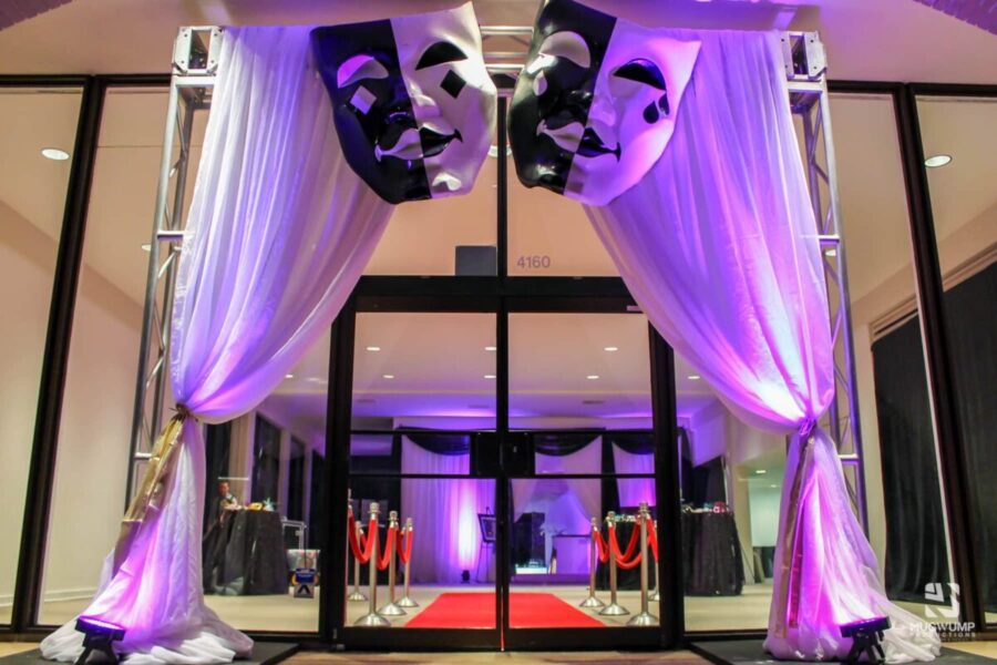 Masquerade-Themed-Event-Red-Carpet-Entrance