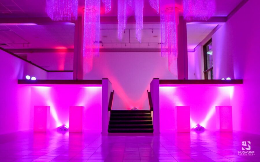 Neon-Pink-Party-Lighting-Beaded-Chandelier