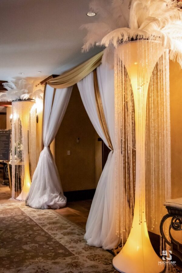 Party-Entrance-Decor-White-And-Gold-Draping