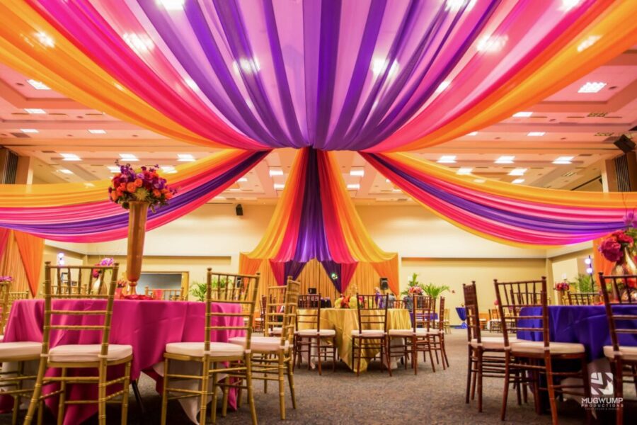 Purple-Pink-Yellow-Ceiling-Fabric-Treatment